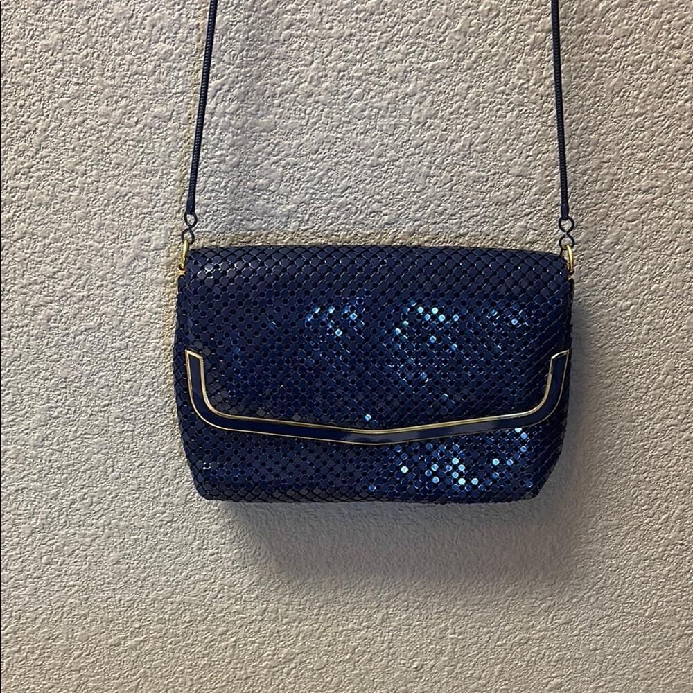 Vintage Elegant Blue Sequin Shoulder Bag